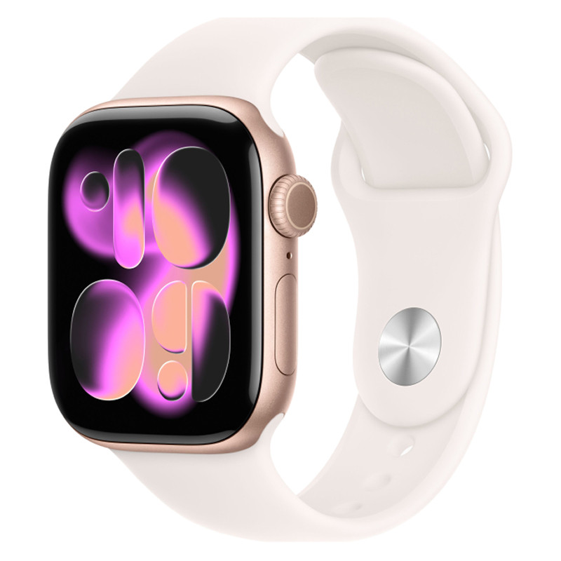Apple Watch Series 11 42mm Rose Gold Aluminum Case Light Blush Sport Band S/M