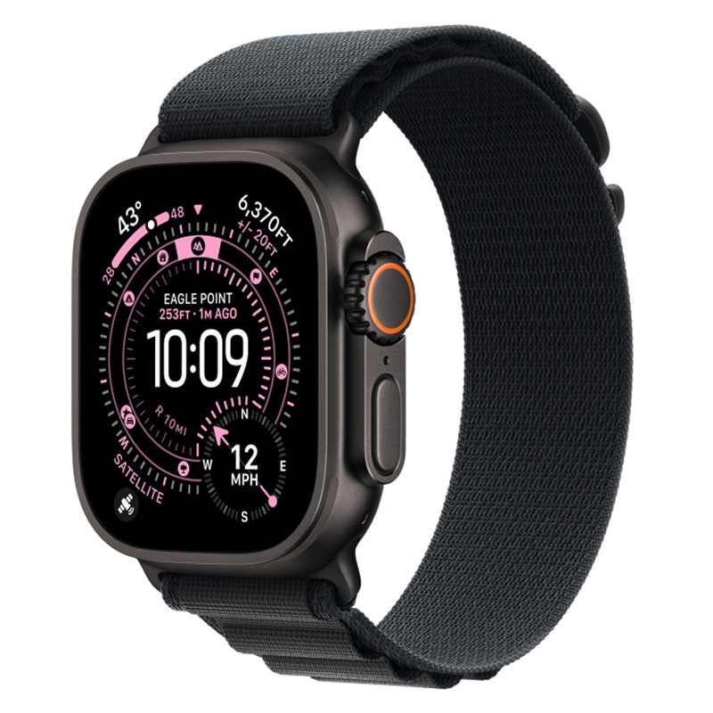Apple Watch Ultra 3 49mm Black Titanium Case with Black Alpine Loop L