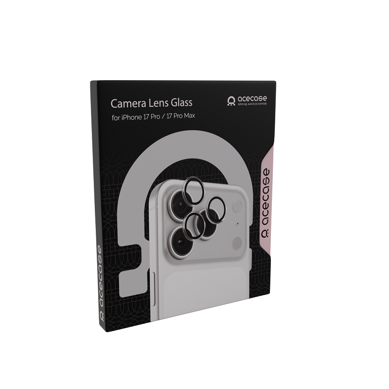 Защитное стекло AceCase для iPhone 17 Pro Max/17 Pro Camera Lens, черная рамка