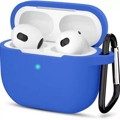 Чехол для AirPods 3 силиконовый с карабином, синий