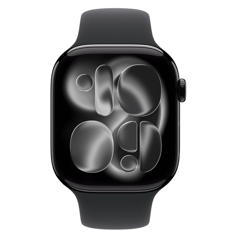 Apple Watch Series 11 46mm Jet Black Aluminum Case Black Sport Band S/M