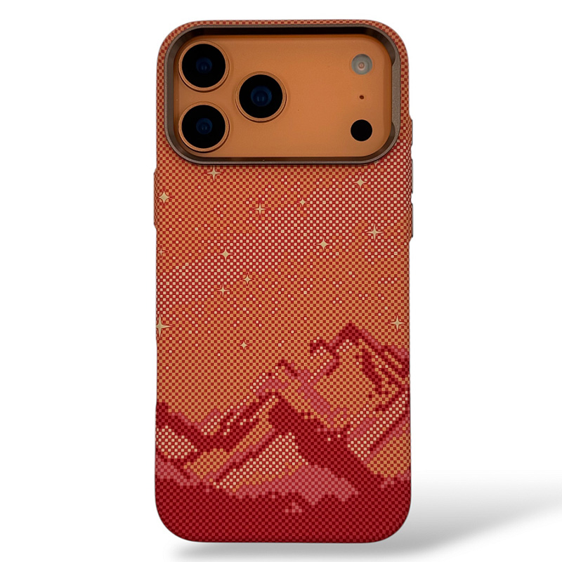 Чехол для iPhone 17 Pro MosBros Carbon with MagSafe, коралловый