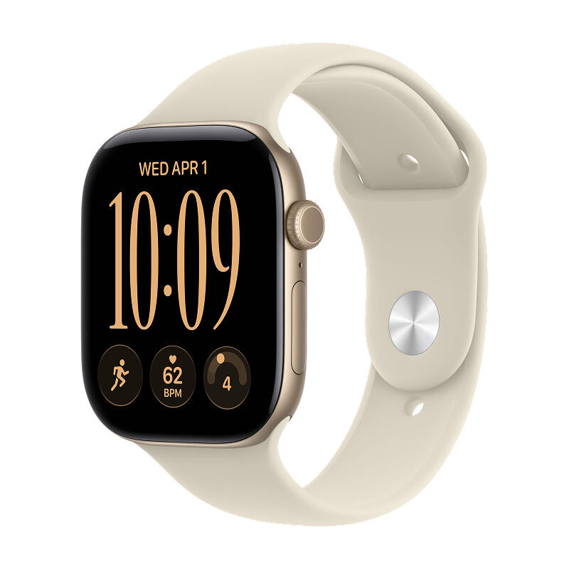 Apple Watch Series 12 46mm Light Gold Aluminum Case with Sand Sport Band M/L