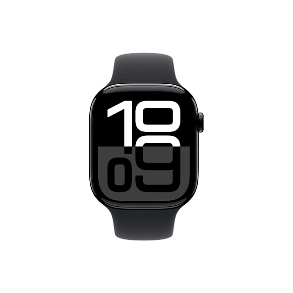 Apple Watch Series 10 46mm Jet Black Aluminum Case Black Sport Band S/M