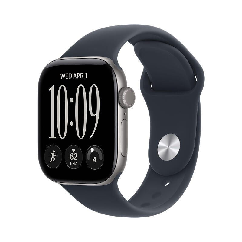 Apple Watch Series 12 42mm Space Gray Aluminum Case with Navy Blue Sport Band M/L