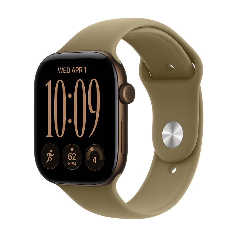 Apple Watch Series 12 46mm Dark Bronze Aluminum Case with Olive Sport Band S/M