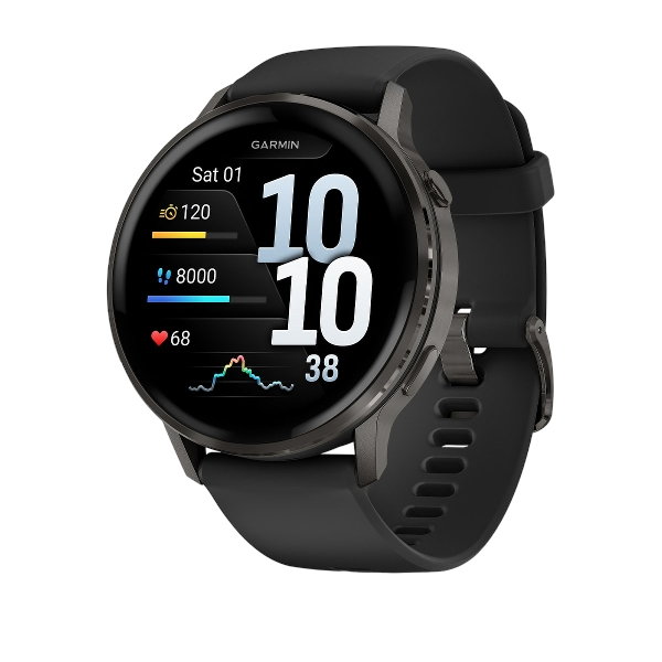 Умные часы Garmin Venu 4 - 45 мм темно-серый с черным ремешком