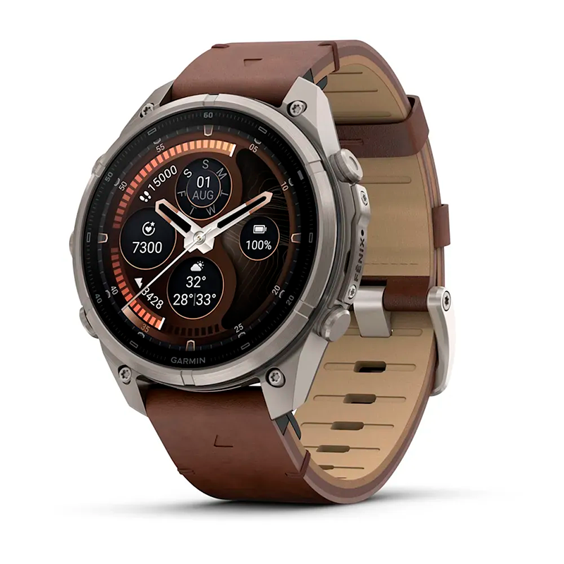 Умные часы Garmin Fenix 9 Pro 47mm, inReach, Titanium with Walnut Leather Band