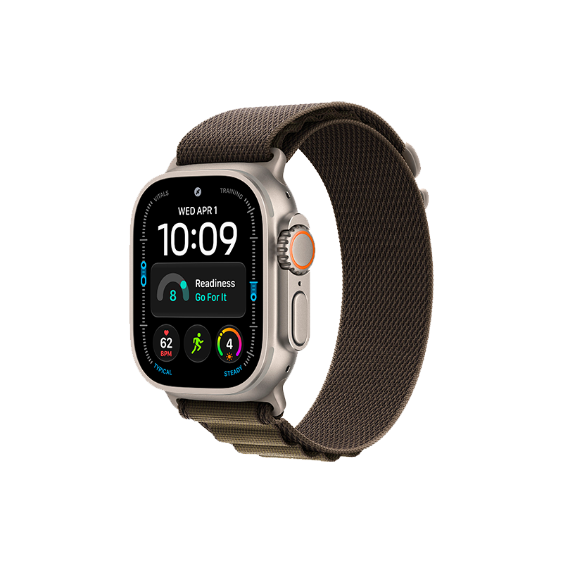 Apple Watch Ultra 4 49mm Natural Titanium Case with Dark Olive Alpine Loop M