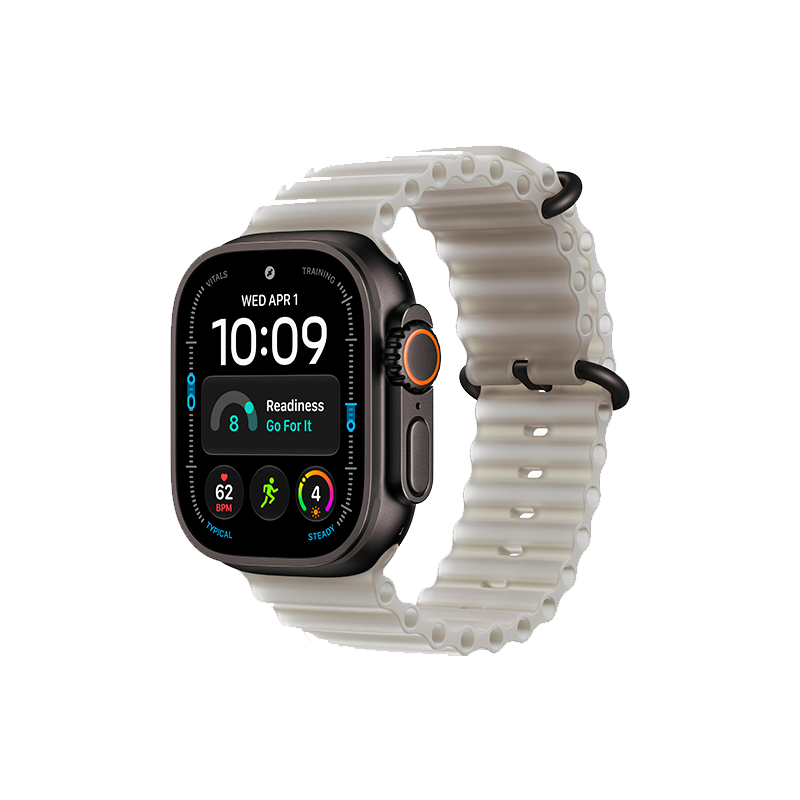 Apple Watch Ultra 4 49mm Black Titanium Case with Translucent Gray Ocean Band