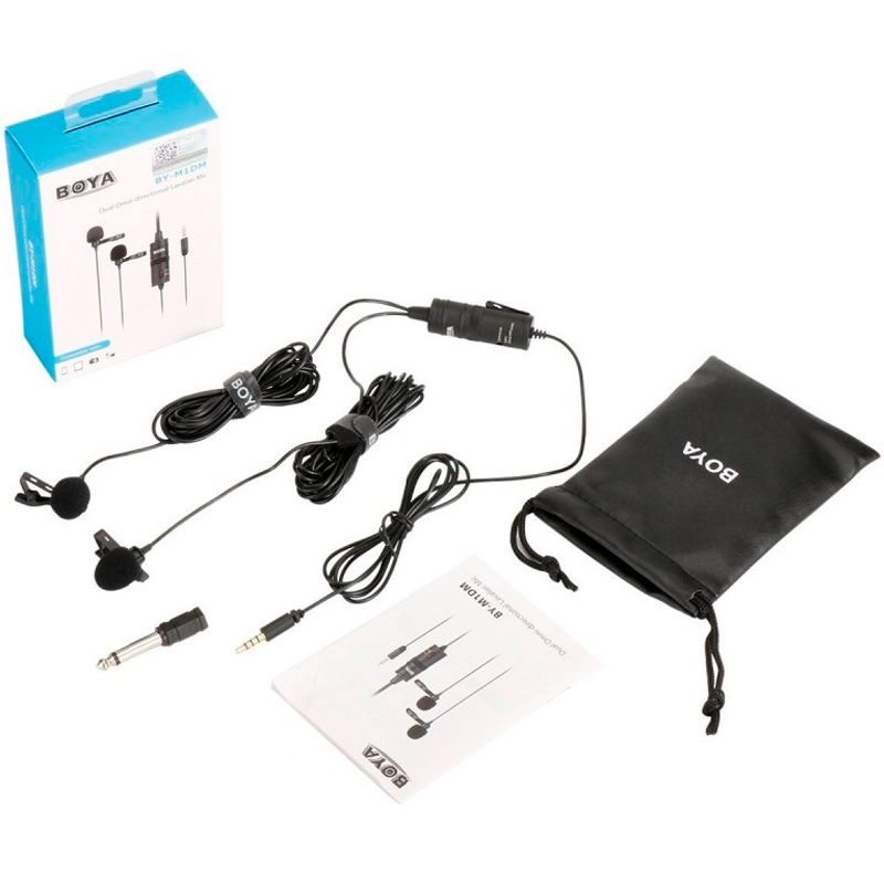 Микрофон двойной петличный со стереоразъемом Boya BY-M1DM
