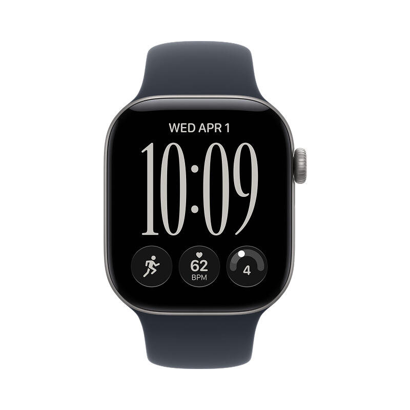 Apple Watch Series 12 42mm Space Gray Aluminum Case with Navy Blue Sport Band M/L