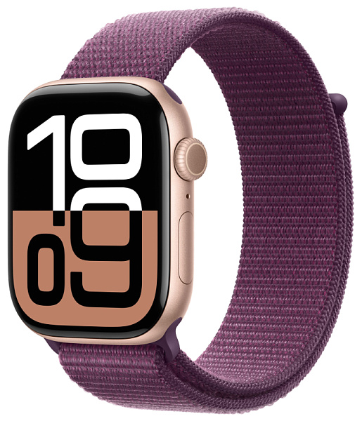 Apple Watch Series 10 46mm Rose Gold Aluminum Case Plum Sport Loop