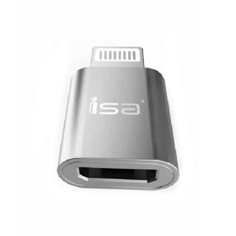 Адаптер переходник ISA OTG MicroUSB/Lightning, серый