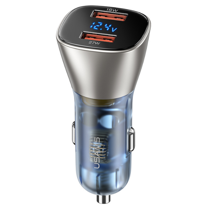 Автомобильное зарядное устройство USAMS C29 45W Dual Prorts Digital Display Fast, черный
