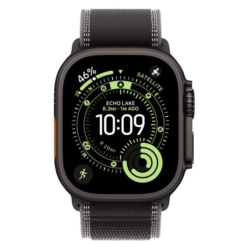 Apple Watch Ultra 3 49mm Black Titanium Case with Black Trail Loop M/L