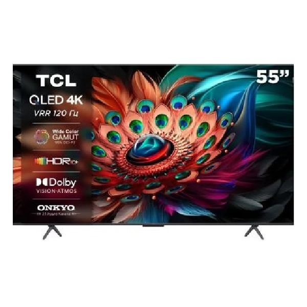 Телевизор 55" TCL QLED 4K UHD 60Hz 55C655, черный