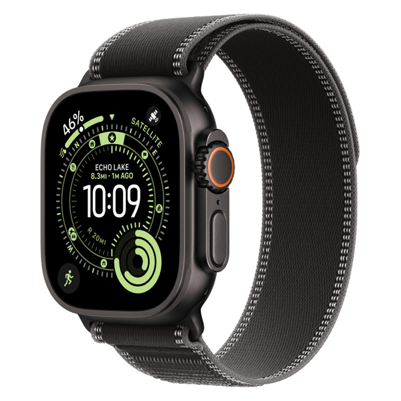 Apple Watch Ultra 3 49mm Black Titanium Case with Black Trail Loop M/L