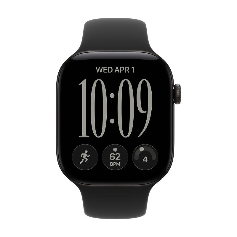 Apple Watch Series 12 46mm Black Aluminum Case with Black Sport Band S/M
