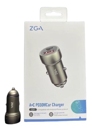 Автомобильная зарядка ZGA Car Charger Ultra Small 30W, серебристый