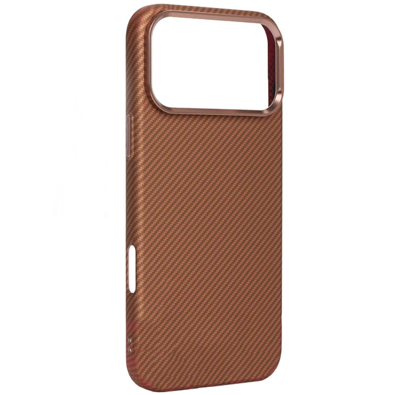Чехол для iPhone 17 Pro Max MosBros Carbon with MagSafe, коричневый