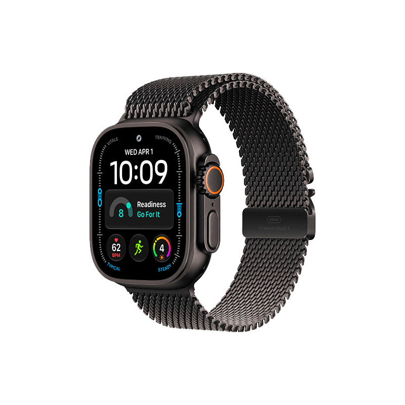 Apple Watch Ultra 4 49mm Black Titanium Case with Black Titanium Milanese Loop L
