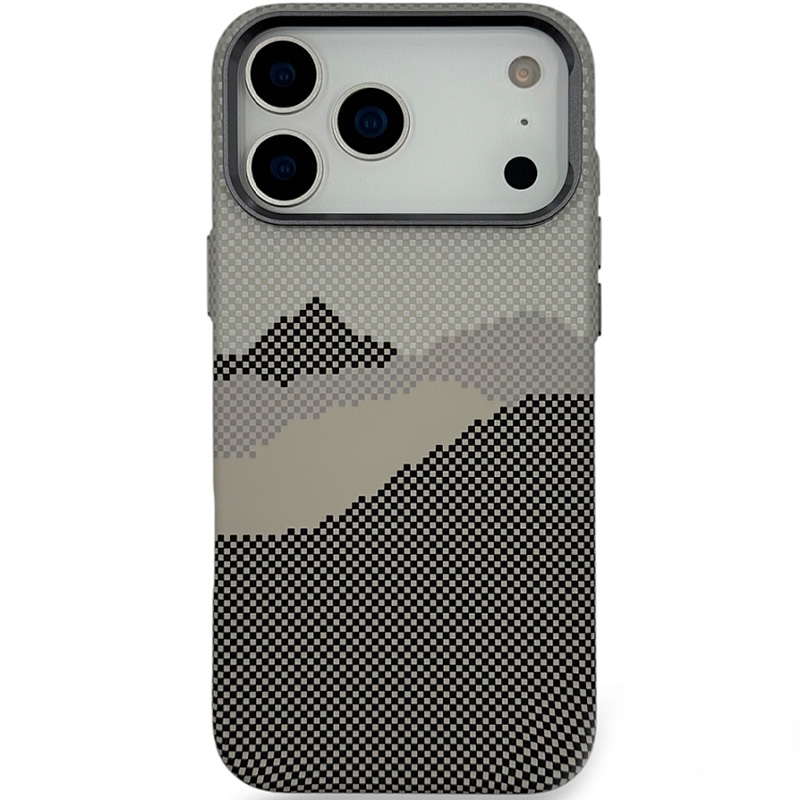 Чехол для iPhone 17 Pro Max MosBros Carbon with MagSafe, серо-белый