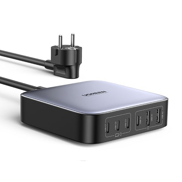 Сетевое зарядное устройство Ugreen GaN Nexode 200W CD271 4хUSB-C / 2хUSB-A, серебро