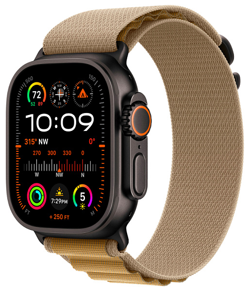 Apple Watch Ultra 2 GPS+Cellular 49mm Black Titanium Case Tan Alpine Loop M
