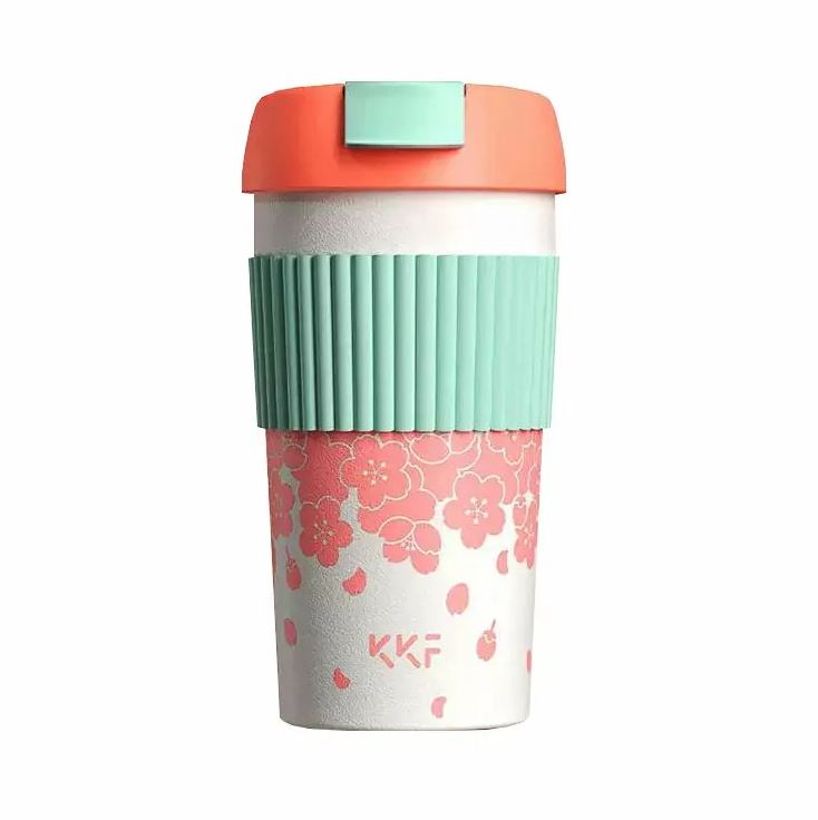 Термокружка Xiaomi Kiss Kiss Fish Rainbow 490ml, розово-мятный (Новогодняя)
