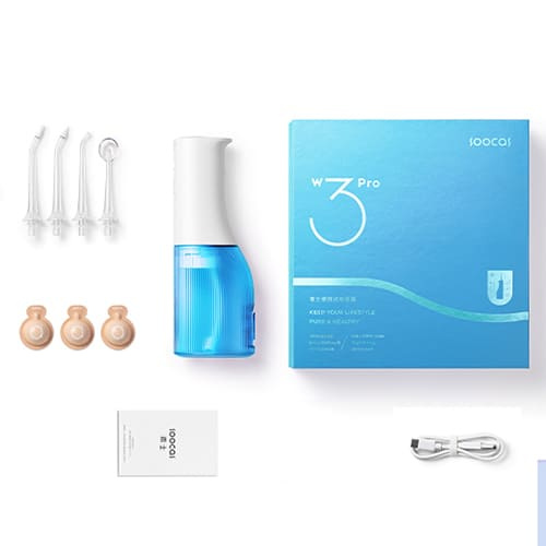 Беспроводной ирригатор Soocas W3 Pro (4 сменные насадки, ополаскиватель), голубой