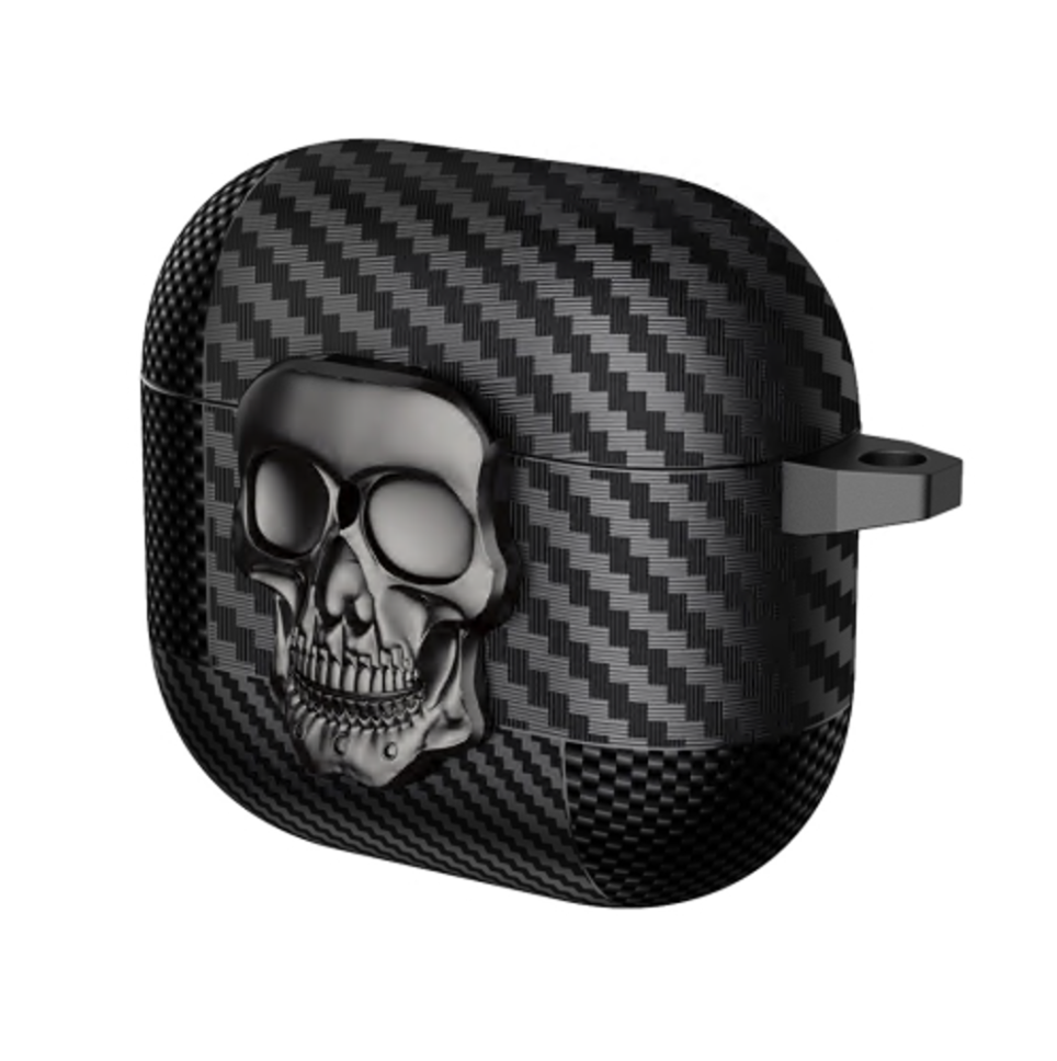 Чехол для AirPods 4 Carbon Skull, черный