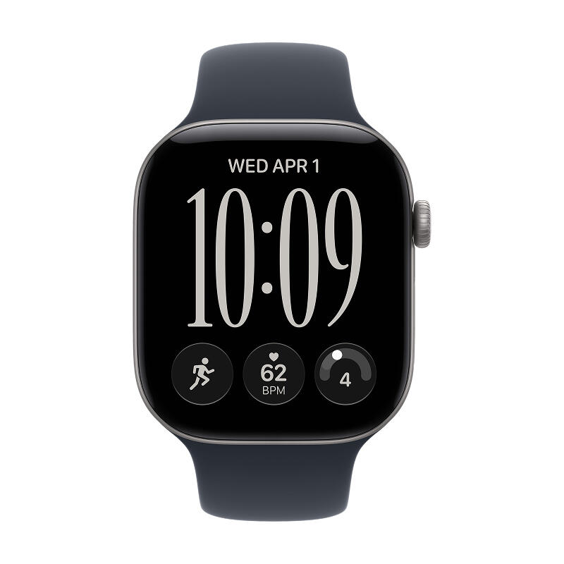 Apple Watch Series 12 46mm Space Gray Aluminum Case with Navy Blue Sport Band S/M