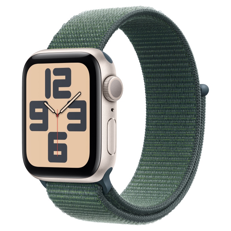 Apple Watch SE 2024 40mm Starlight Aluminum Case Lake Green Sport Loop