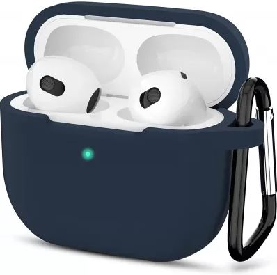Чехол для AirPods 3 силиконовый с карабином, темно-синий