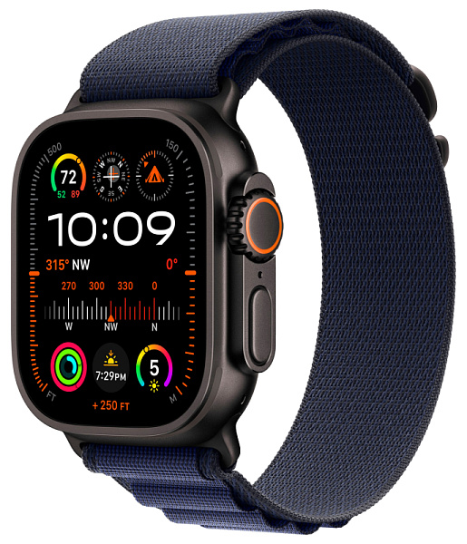 Apple Watch Ultra 2 GPS+Cellular 49mm Black Titanium Case Navy Alpine Loop L