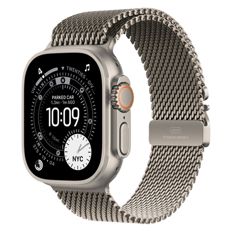 Apple Watch Ultra 3 49mm Natural Titanium Case with Natural Titanium Milanese Loop M