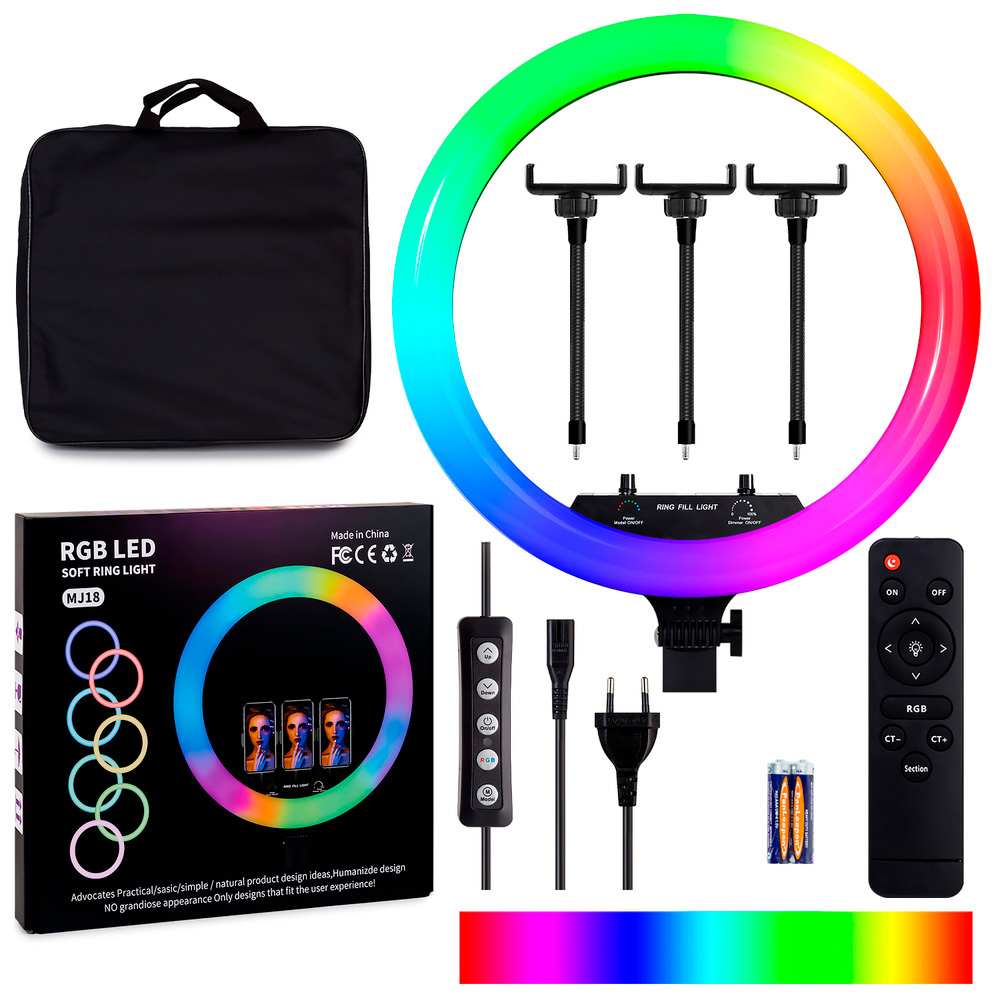 Кольцевая лампа RGB LED Soft Ring Light 18" (45см/глянцевая)