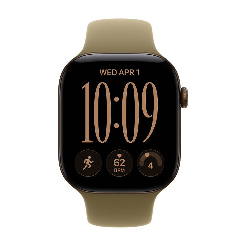 Apple Watch Series 12 46mm Dark Bronze Aluminum Case with Olive Sport Band S/M