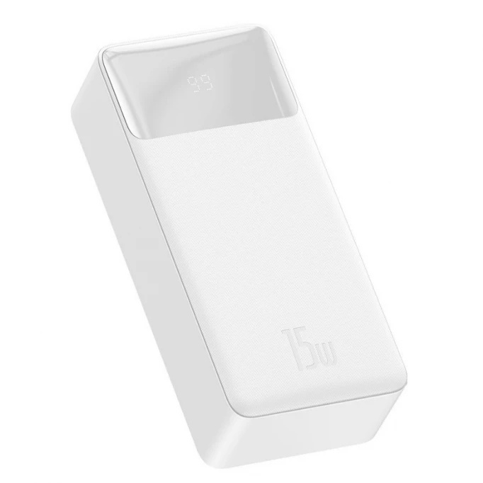 Аккумулятор внешний Baseus Bipow Digital Display Power Bank 30000mAh 15W, Белый