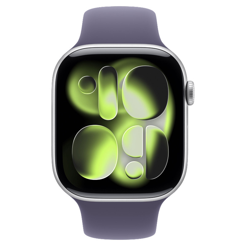 Apple Watch Series 11 46mm Silver Aluminum Case Purple Fog Sport Band S/M