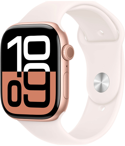 Apple Watch Series 10 42mm Rose Gold Aluminum Case Light Blush Sport Band S/M