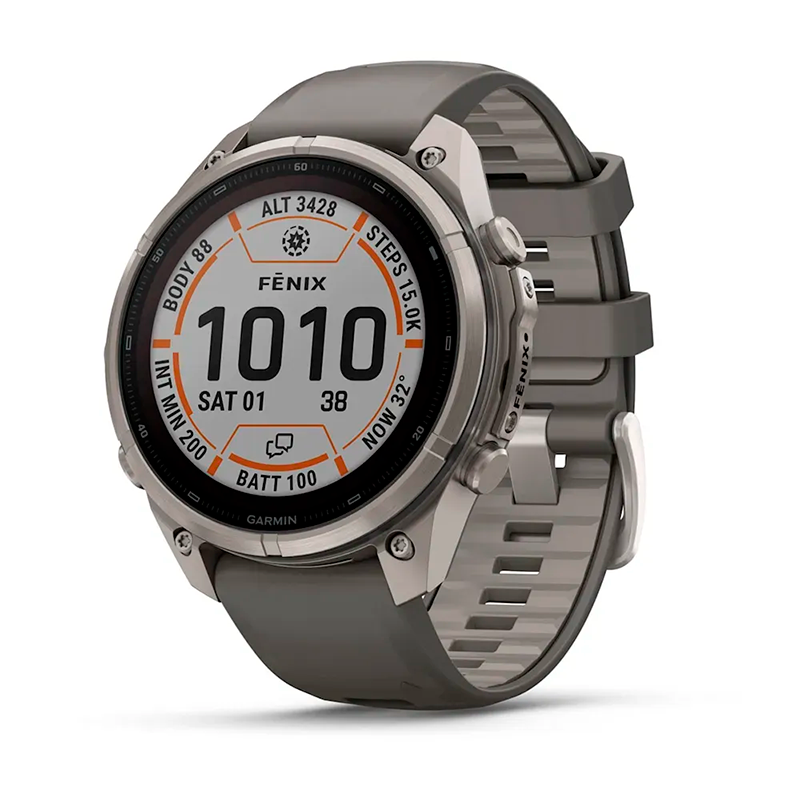 Умные часы Garmin Fenix 9 Pro 47mm, Solar, inReach, Titanium with Pebble Gray/Silver Gray Silicone