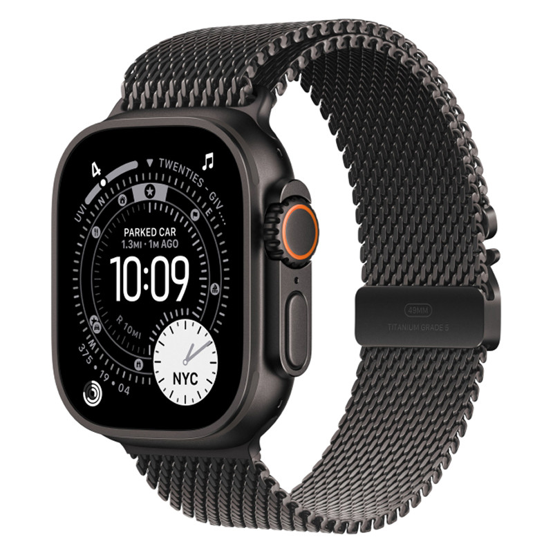 Apple Watch Ultra 3 49mm Black Titanium Case with Black Titanium Milanese Loop M
