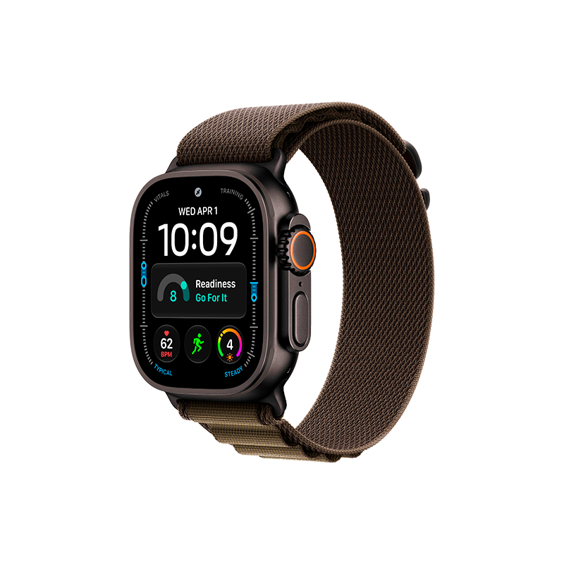 Apple Watch Ultra 4 49mm Black Titanium Case with Dark Olive Alpine Loop L