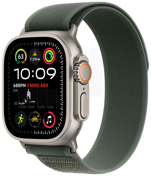 Apple Watch Ultra 2 GPS+Cellular 49mm Natural Titanium Case Green Trail Loop S/M
