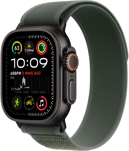 Apple Watch Ultra 2 GPS+Cellular 49mm Black Titanium Case Green Trail Loop S/M