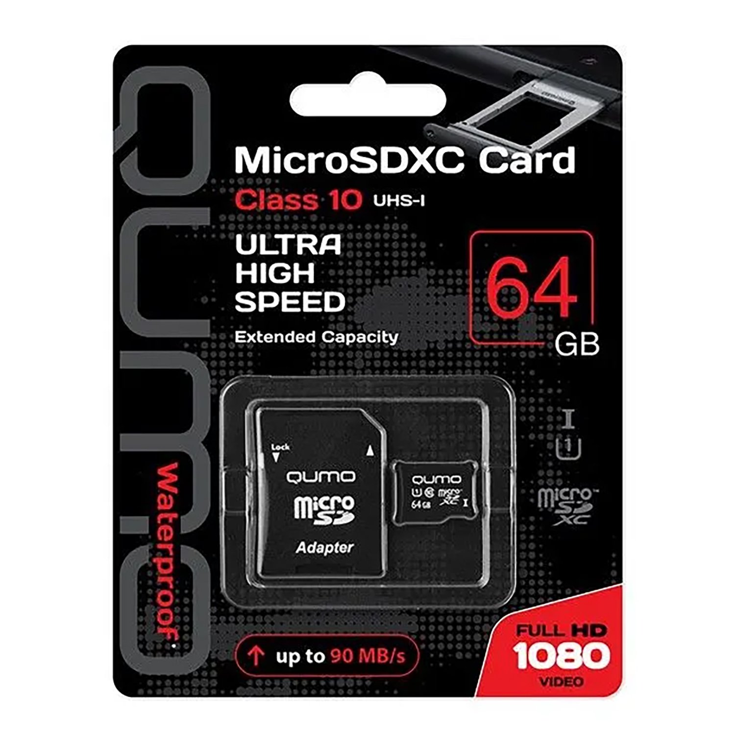 Карта памяти MicroSD Qumo 64GB + SD адаптер ( класс 10 )