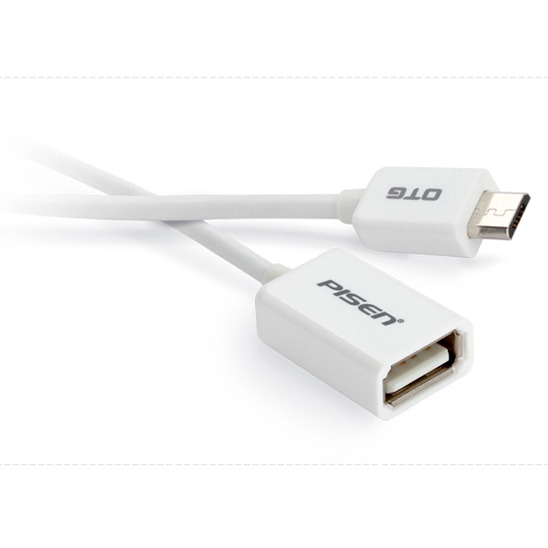 Адаптер переходник Pisen OTG MicroUSB/USB, белый