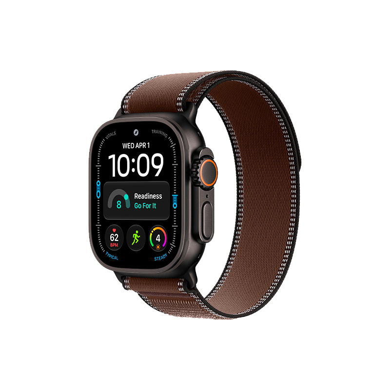 Apple Watch Ultra 4 49mm Black Titanium Case with Dark Umber Trail Loop M/L